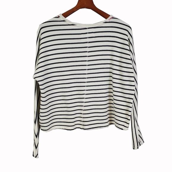 Marc New York T-Shirt Top Size Medium‎ Blue/White Striped Scoop Neck Long Sleeve - Picture 1 of 5